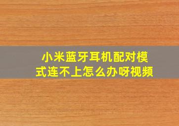 小米蓝牙耳机配对模式连不上怎么办呀视频