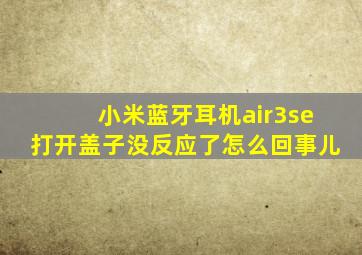 小米蓝牙耳机air3se打开盖子没反应了怎么回事儿