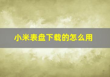 小米表盘下载的怎么用