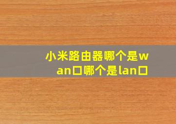 小米路由器哪个是wan口哪个是lan口