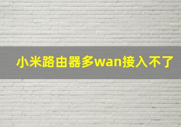 小米路由器多wan接入不了