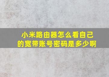 小米路由器怎么看自己的宽带账号密码是多少啊