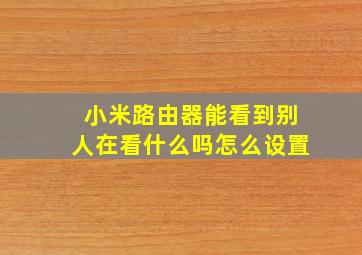 小米路由器能看到别人在看什么吗怎么设置