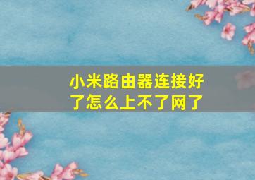 小米路由器连接好了怎么上不了网了