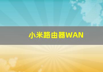 小米路由器WAN