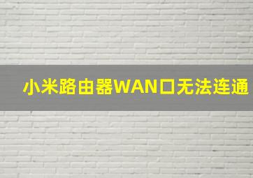 小米路由器WAN口无法连通