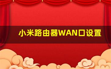 小米路由器WAN口设置