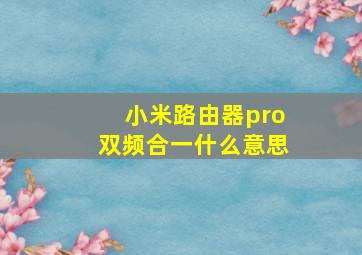 小米路由器pro双频合一什么意思