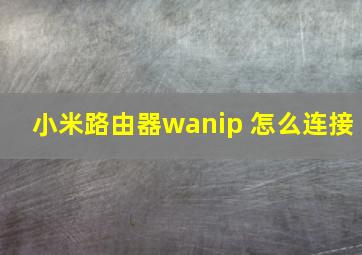 小米路由器wanip 怎么连接