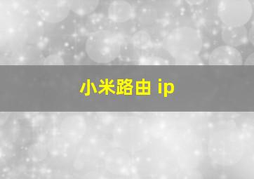 小米路由 ip