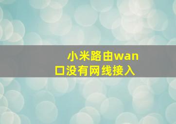 小米路由wan口没有网线接入