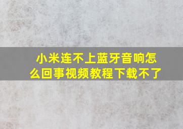 小米连不上蓝牙音响怎么回事视频教程下载不了