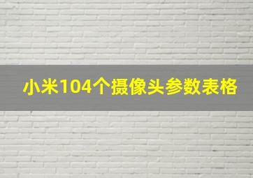 小米104个摄像头参数表格