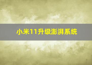 小米11升级澎湃系统