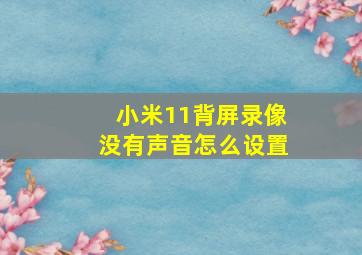 小米11背屏录像没有声音怎么设置