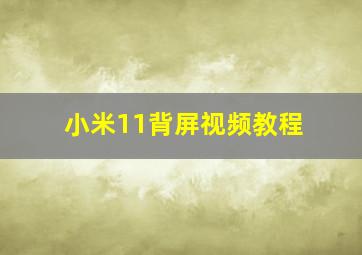 小米11背屏视频教程