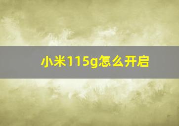 小米115g怎么开启