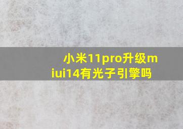 小米11pro升级miui14有光子引擎吗