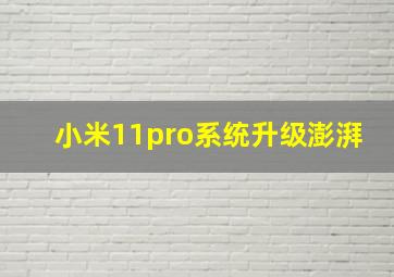 小米11pro系统升级澎湃