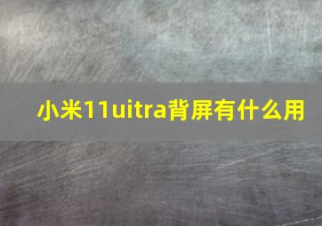 小米11uitra背屏有什么用