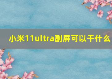 小米11ultra副屏可以干什么