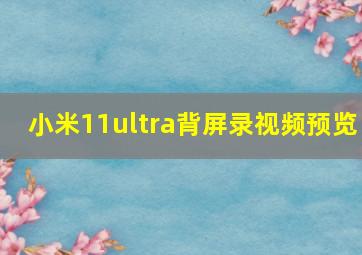 小米11ultra背屏录视频预览