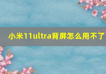 小米11ultra背屏怎么用不了