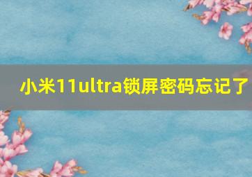 小米11ultra锁屏密码忘记了