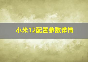 小米12配置参数详情