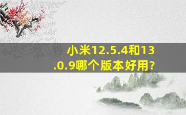 小米12.5.4和13.0.9哪个版本好用?