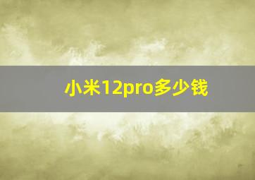 小米12pro多少钱