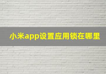 小米app设置应用锁在哪里