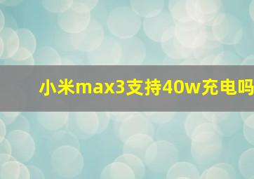 小米max3支持40w充电吗