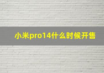 小米pro14什么时候开售