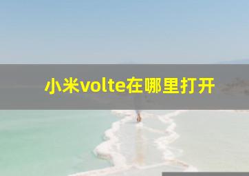 小米volte在哪里打开