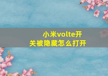 小米volte开关被隐藏怎么打开