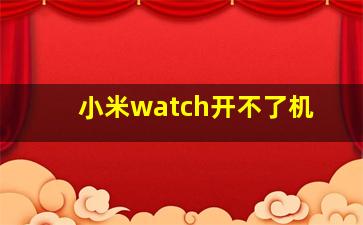 小米watch开不了机