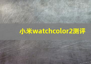 小米watchcolor2测评