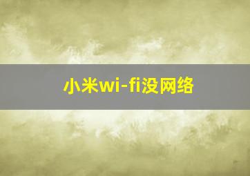 小米wi-fi没网络