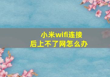 小米wifi连接后上不了网怎么办