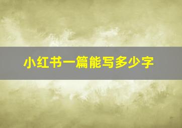 小红书一篇能写多少字