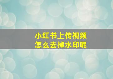 小红书上传视频怎么去掉水印呢