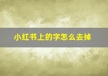 小红书上的字怎么去掉