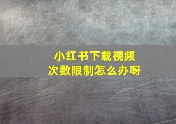 小红书下载视频次数限制怎么办呀