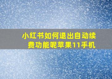 小红书如何退出自动续费功能呢苹果11手机