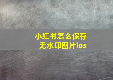 小红书怎么保存无水印图片ios