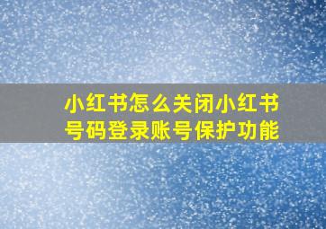 小红书怎么关闭小红书号码登录账号保护功能