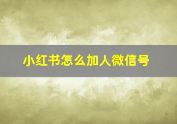 小红书怎么加人微信号