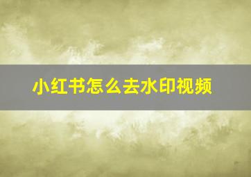 小红书怎么去水印视频