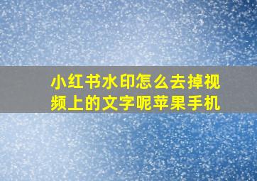 小红书水印怎么去掉视频上的文字呢苹果手机